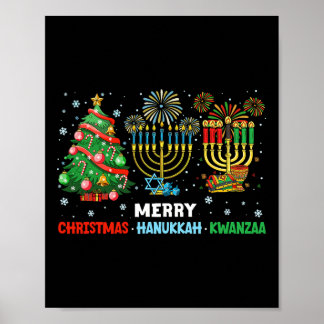 Prettige feestdagen Kerstmis Chanoeka Kwanzaa Poster