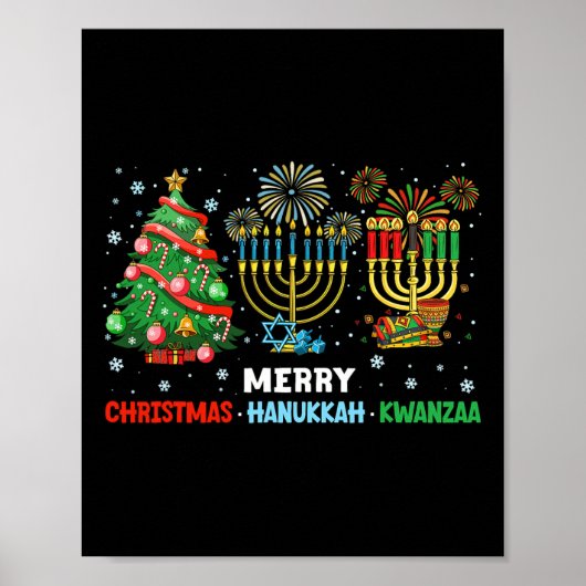 Prettige feestdagen Kerstmis Chanoeka Kwanzaa Poster (Voorkant)