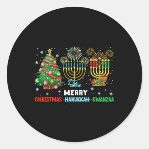 Prettige feestdagen Kerstmis Chanoeka Kwanzaa Ronde Sticker
