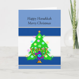 prettige feestdagen Kerstmis en Hanukkah Kaart