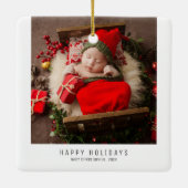 Prettige feestdagen Kerstmis Familie Baby Afbeeldi Keramisch Ornament (Achterkant)
