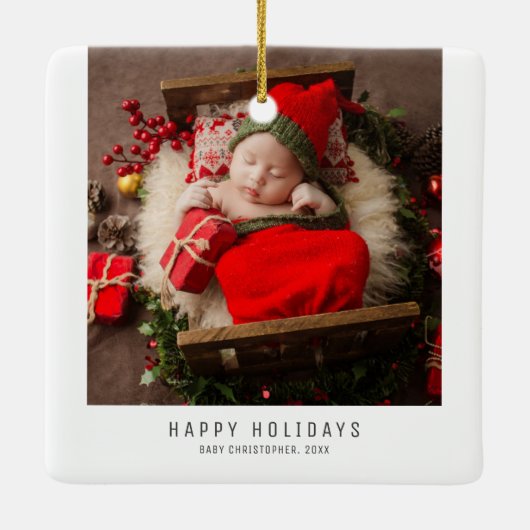 Prettige feestdagen Kerstmis Familie Baby Afbeeldi Keramisch Ornament (Achterkant)