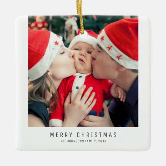 Prettige feestdagen Kerstmis Familie Baby Afbeeldi Keramisch Ornament (Voorkant)