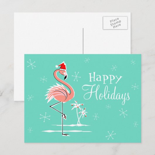 Prettige feestdagen Kerstmis Flamingo (Voorkant / Achterkant)