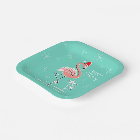 Prettige feestdagen Kerstmis Flamingo Papieren Bordje (Gebogen)