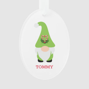 Prettige feestdagen Kerstmis Gnome Groene NAAM Ornament