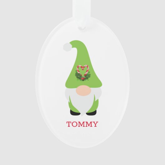 Prettige feestdagen Kerstmis Gnome Groene NAAM Ornament (voorkant)