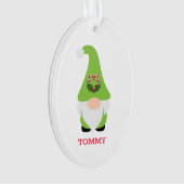 Prettige feestdagen Kerstmis Gnome Groene NAAM Ornament (voorkant)