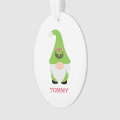 Prettige feestdagen Kerstmis Gnome Groene NAAM Ornament (voorkant)
