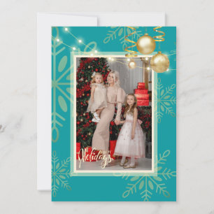 prettige feestdagen Kerstmis, gouden sneeuwvlokken Kaart