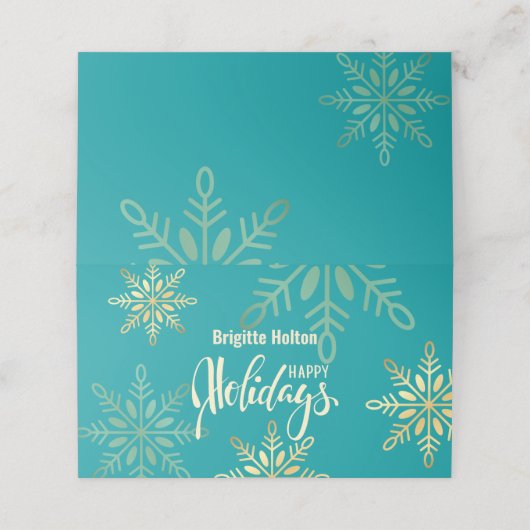 prettige feestdagen Kerstmis, gouden sneeuwvlokken Plaatskaartje (Buitenkant ongevouwen)