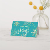 prettige feestdagen Kerstmis, gouden sneeuwvlokken Plaatskaartje (Voorkant)