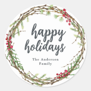 Prettige feestdagen Kerstmis Groen Ronde Sticker