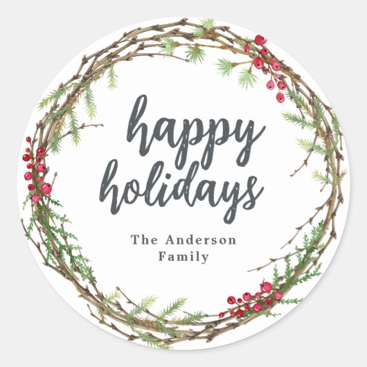 Prettige feestdagen Kerstmis Groen Ronde Sticker (Voorkant)