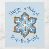 prettige feestdagen Kerstmis Hanukkah Blue Snowfla Wijn Etiket (Enkel label)