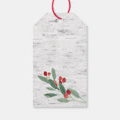 Prettige feestdagen Kerstmis Holly Rustic Cadeaulabel (Achterkant)