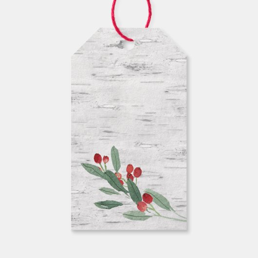 Prettige feestdagen Kerstmis Holly Rustic Cadeaulabel (Achterkant)