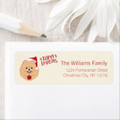 prettige feestdagen - Kerstmis in Santa Pomeranian Etiket (Insitu)