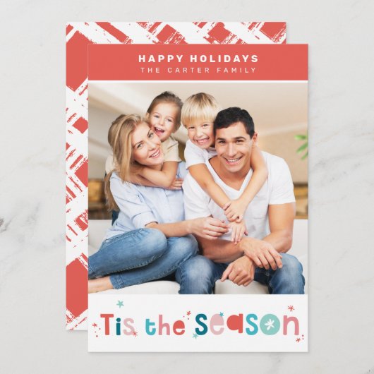 PRETTIGE FEESTDAGEN Kerstmis is het seizoen typogr Feestdagenkaart (Voorkant / Achterkant)