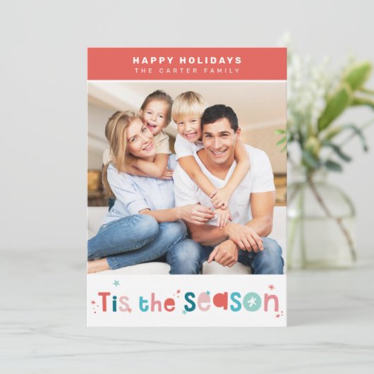 PRETTIGE FEESTDAGEN Kerstmis is het seizoen typogr Feestdagenkaart (Staand voorkant)
