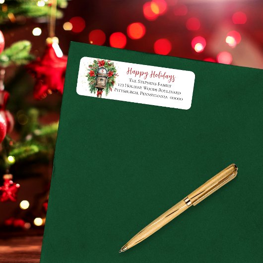 Prettige feestdagen Kerstmis Mailbox Floral Monogr Etiket