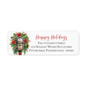 Prettige feestdagen Kerstmis Mailbox Floral Monogr Etiket (Voorkant)