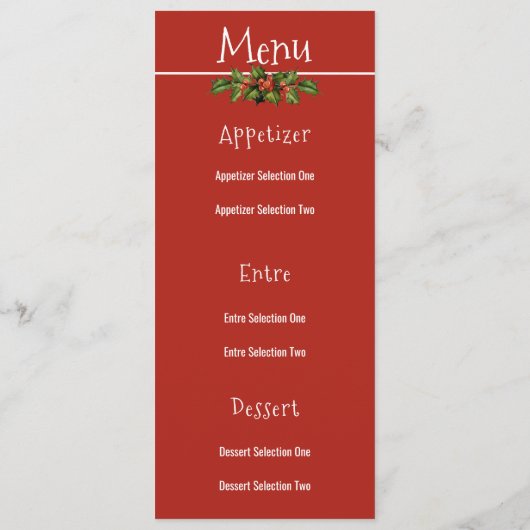 prettige feestdagen, Kerstmis, menu Dining (Achterkant)