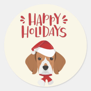 prettige feestdagen - Kerstmis met Cute Beagle Ronde Sticker