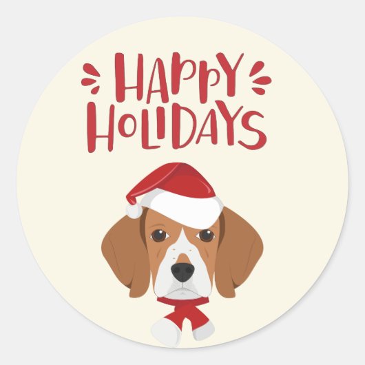 prettige feestdagen - Kerstmis met Cute Beagle Ronde Sticker (Voorkant)