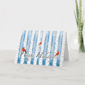 prettige feestdagen Kerstmis met Kardinalen in Bir Kaart (Voorkant)