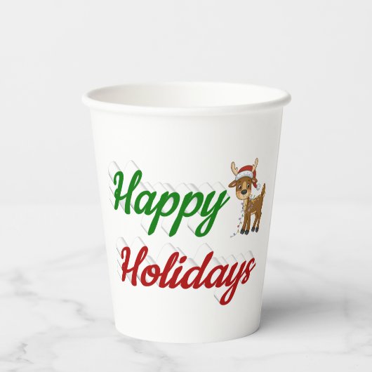 prettige feestdagen kerstmis met rendierscript papieren bekers (Achterkant)
