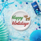 prettige feestdagen kerstmis met rendierscript papieren bordje (Feest)