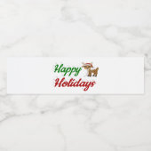 prettige feestdagen kerstmis met rendierscript waterfles etiket (Enkel label)