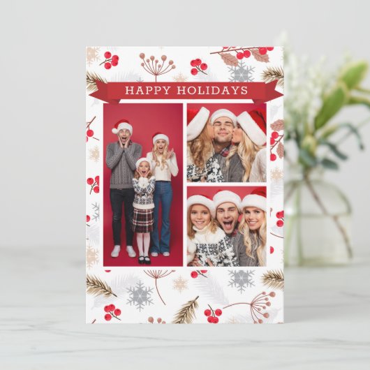 prettige feestdagen Kerstmis Modern Fir Holly 3 (Staand voorkant)