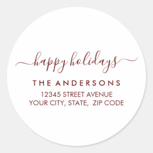prettige feestdagen Kerstmis Modern Red Return-adr Ronde Sticker