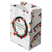 prettige feestdagen, Kerstmis, nieuwjaar Medium Cadeauzakje (Achterkant Gekanteld)