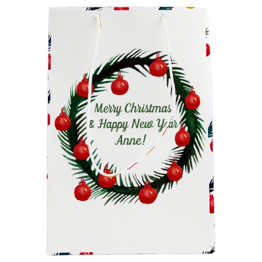 prettige feestdagen, Kerstmis, nieuwjaar Medium Cadeauzakje (Voorkant)