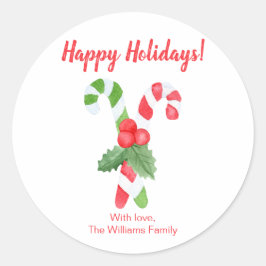 prettige feestdagen | Kerstmis op snoepsuikerriet  Ronde Sticker