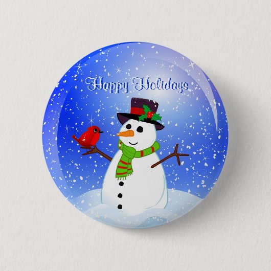 prettige feestdagen Kerstmis Snowman Pin Ronde Button 5,7 Cm (Voorkant)