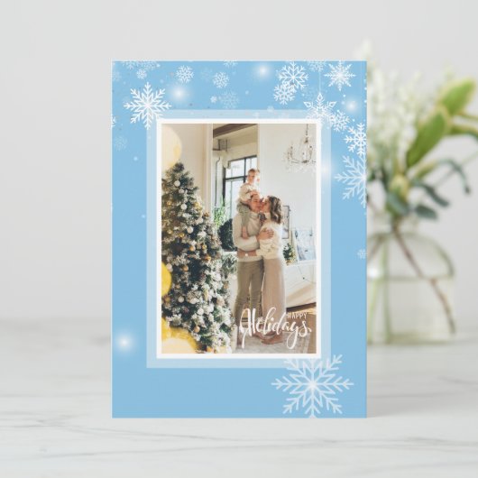 Prettige feestdagen Kerstmis, witte sneeuwvlokken Kaart (Staand voorkant)