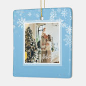 Prettige feestdagen Kerstmis, witte sneeuwvlokken, Keramisch Ornament (Links)