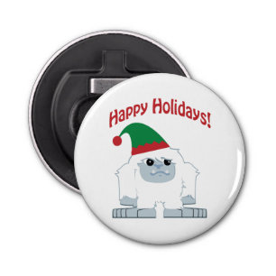 prettige feestdagen! Kerstmis Yeti Button Flesopener