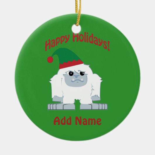 prettige feestdagen! Kerstmis Yeti Keramisch Ornament (Voorkant)