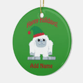 prettige feestdagen! Kerstmis Yeti Keramisch Ornament (Links)