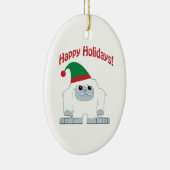 prettige feestdagen! Kerstmis Yeti Keramisch Ornament (Rechts)