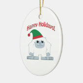 prettige feestdagen! Kerstmis Yeti Keramisch Ornament (Links)