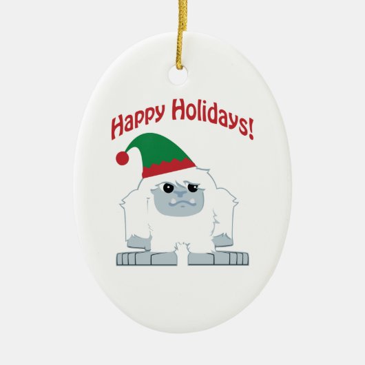prettige feestdagen! Kerstmis Yeti Keramisch Ornament (Voorkant)