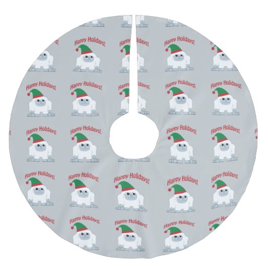 prettige feestdagen! Kerstmis Yeti Kerstboom Rok (Voorkant)