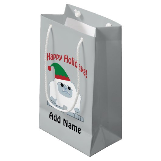 prettige feestdagen! Kerstmis Yeti Klein Cadeauzakje (Voorkant Gekanteld)