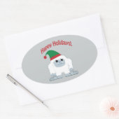 prettige feestdagen! Kerstmis Yeti Ovale Sticker (Envelop)